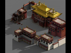 Гуанььюань-религия-поврежденный-храм 12 3D Модель