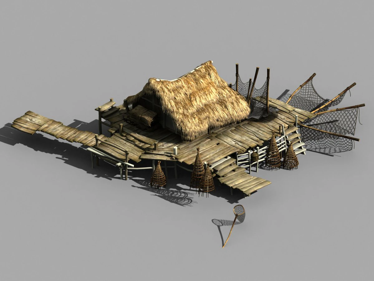 seaside-fishing village-fishermen-building 01 3D Model .c4d .max .obj .3ds .fbx .stl .blend 