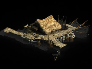 seaside-fishing village-fishermen-building 01 3D Model