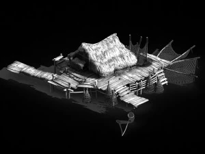 seaside-fishing village-fishermen-building 01 3D Model