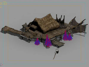 seaside-fishing village-fishermen-building 01 3D Model