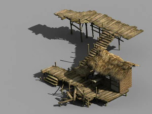 seaside-fishing village-fishermen-building 02 3D Model