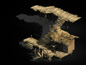 seaside-fishing village-fishermen-building 02 3D Model