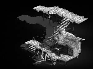 seaside-fishing village-fishermen-building 02 3D Model