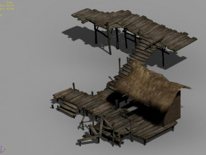 seaside-fishing village-fishermen-building 02 3D Model