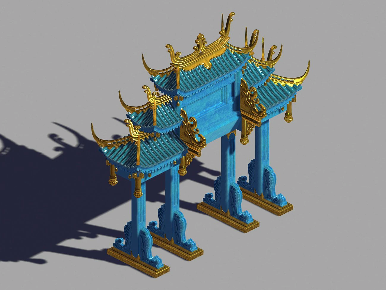 undersea-blue gate-building 12 3D Model .c4d .max .obj .3ds .fbx .stl .blend