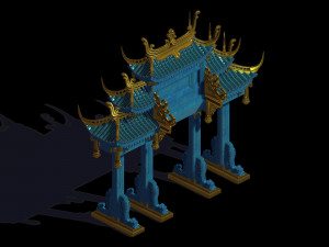 undersea-blue gate-building 12 3D Model