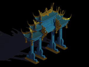 undersea-blue gate-building 12 3D Model