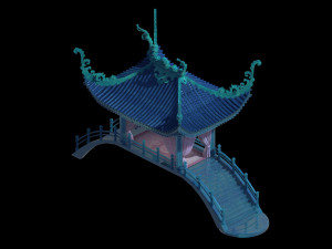 undersea-blue bridge-building 15 3D Модель