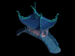 undersea-blue bridge-building 15 3D Model