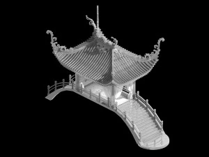 undersea-blue bridge-building 15 3D Model