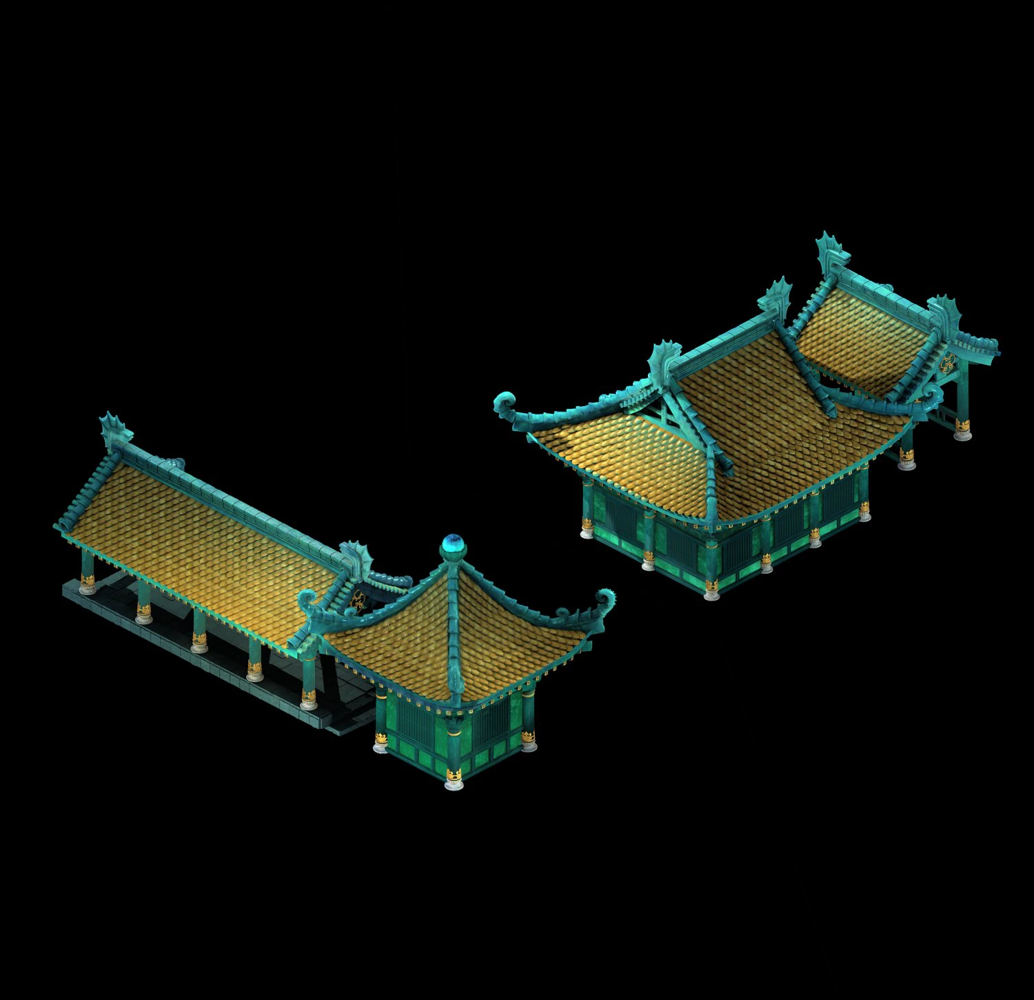 undersea-dragon palace building 005 3D Model .c4d .max .obj .3ds .fbx .stl .blend