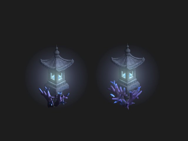 undersea-dragon palace stone lamp 01 3D 모델 .c4d .max .obj .3ds .fbx .stl .blend 