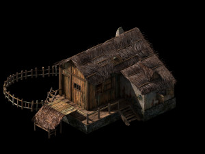 beach-coast-fishing village hut 12 3D Model
