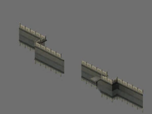river bank-stone fence-stone ladder 17 3D Model