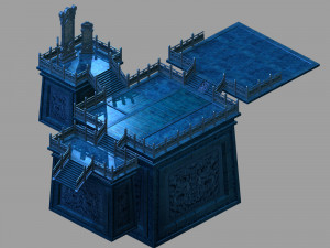 crane snow pavilion-blue platform-stone carving 15 3D Model