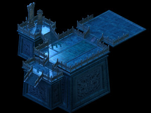 crane snow pavilion-blue platform-stone carving 15 3D Model