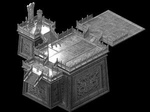 crane snow pavilion-blue platform-stone carving 15 3D Model