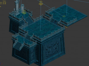 crane snow pavilion-blue platform-stone carving 15 3D Model