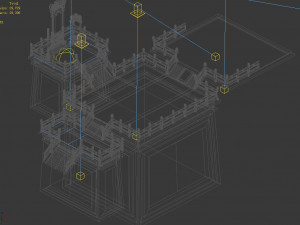 crane snow pavilion-blue platform-stone carving 15 3D Model