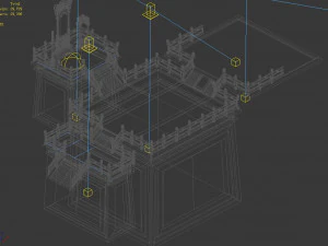 crane snow pavilion-blue platform-stone carving 15 3D Model