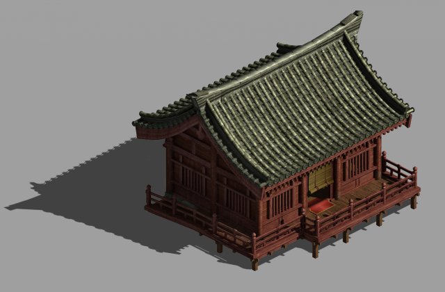 red house-wooden house-tile 3D Model .c4d .max .obj .3ds .fbx .stl .blend 