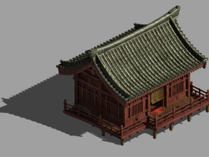 red house-wooden house-tile 3D Model