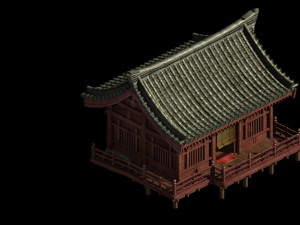 red house-wooden house-tile 3D Model