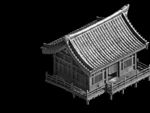 red house-wooden house-tile 3D Model