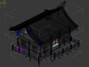 red house-wooden house-tile 3D Model