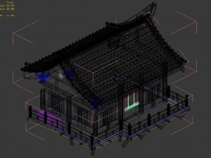 red house-wooden house-tile 3D Model