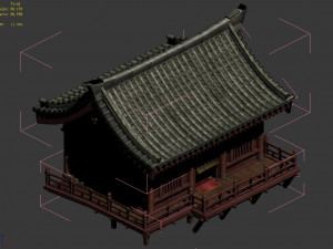 red house-wooden house-tile 3D Model