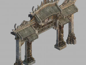 hongri taoist temple-gate 01 3D Model