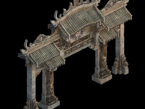 hongri taoist temple-gate 01 Model 3D