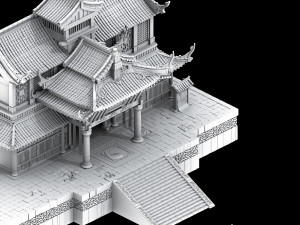 hongri taoist temple-house Modèle 3D