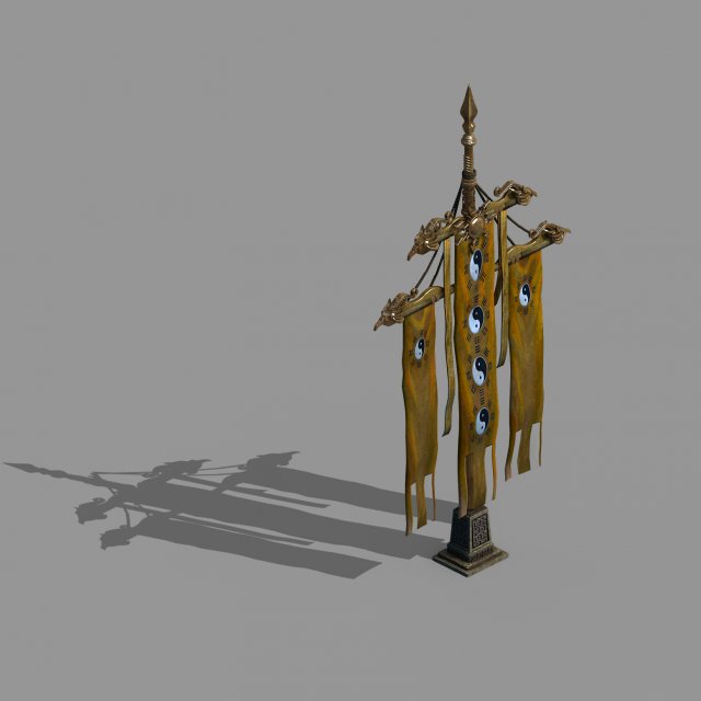 hongri taoist temple-broken flag 3D Model .c4d .max .obj .3ds .fbx .stl .blend 