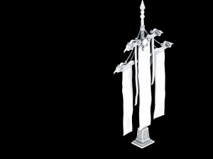 hongri taoist temple-broken flag 3D Model