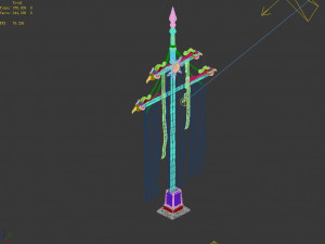 hongri taoist temple-broken flag 3D Model