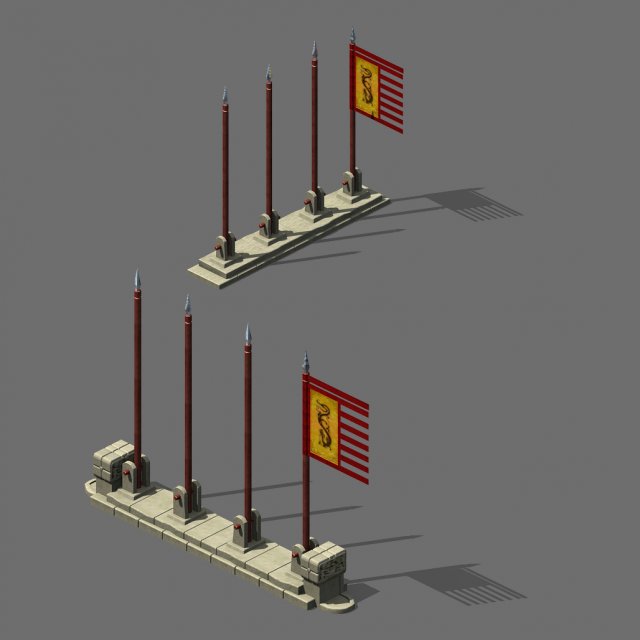flag tower of honghe temple 3D मॉडल .c4d .max .obj .3ds .fbx .stl .blend 