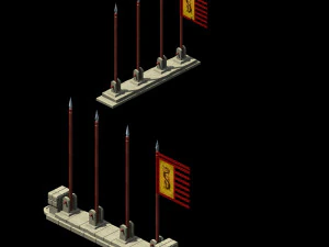 flag tower of honghe temple 3D Model