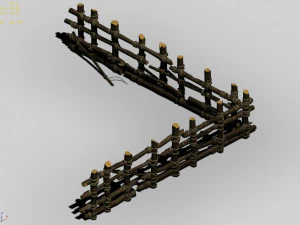 guard fence-wood 2 3D Model