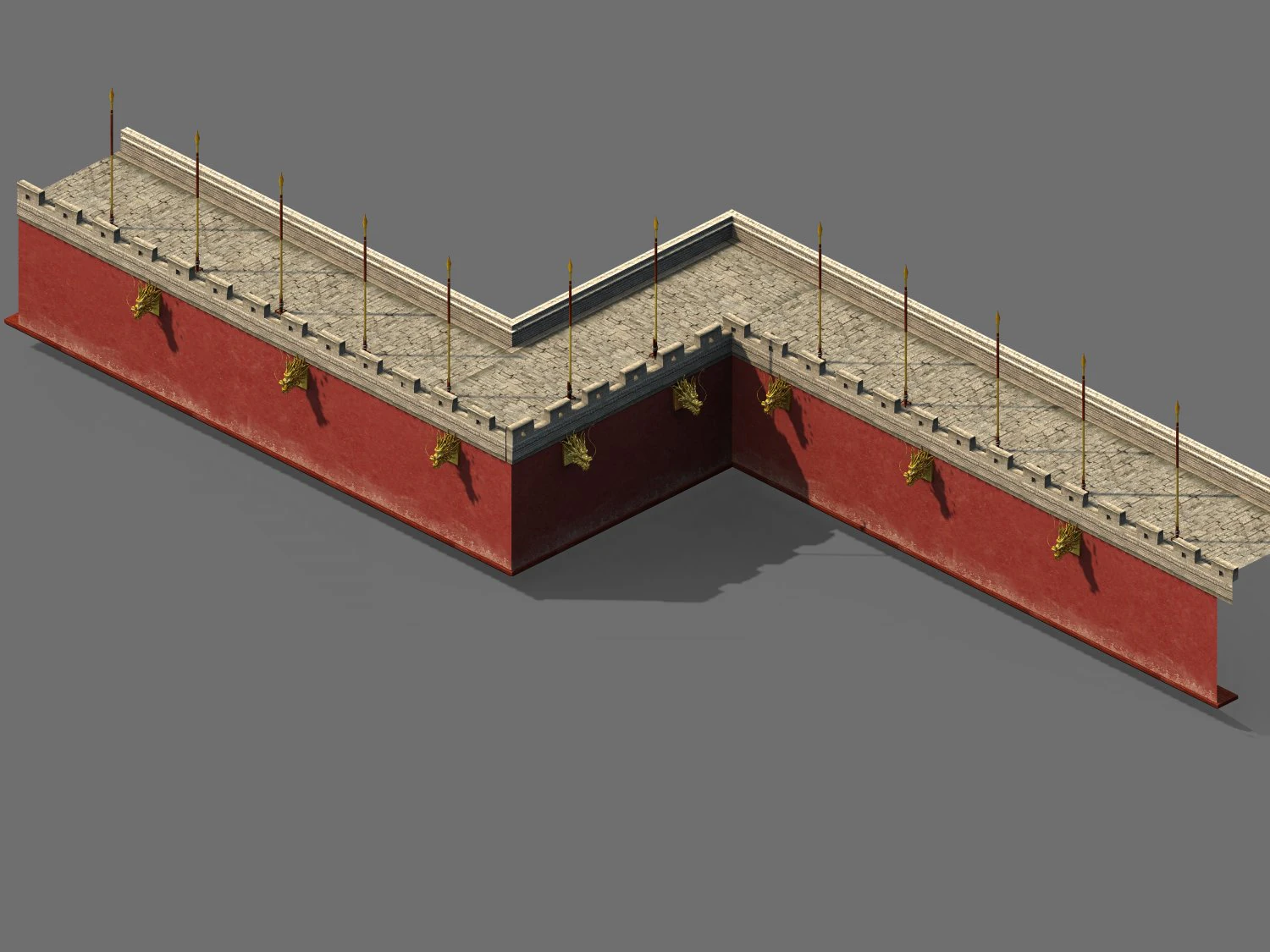 imperial city-city gate-city wall 782 3D Model .c4d .max .obj .3ds .fbx .stl .blend 