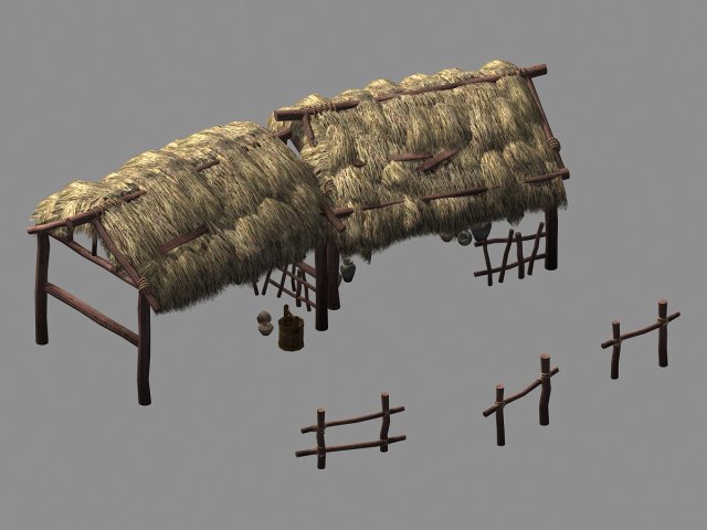 architecture-desert-thatched shed 12 3D Model .c4d .max .obj .3ds .fbx .stl .blend 