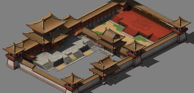 general mansion-compound-architecture Model 3D .c4d .max .obj .3ds .fbx .stl .blend