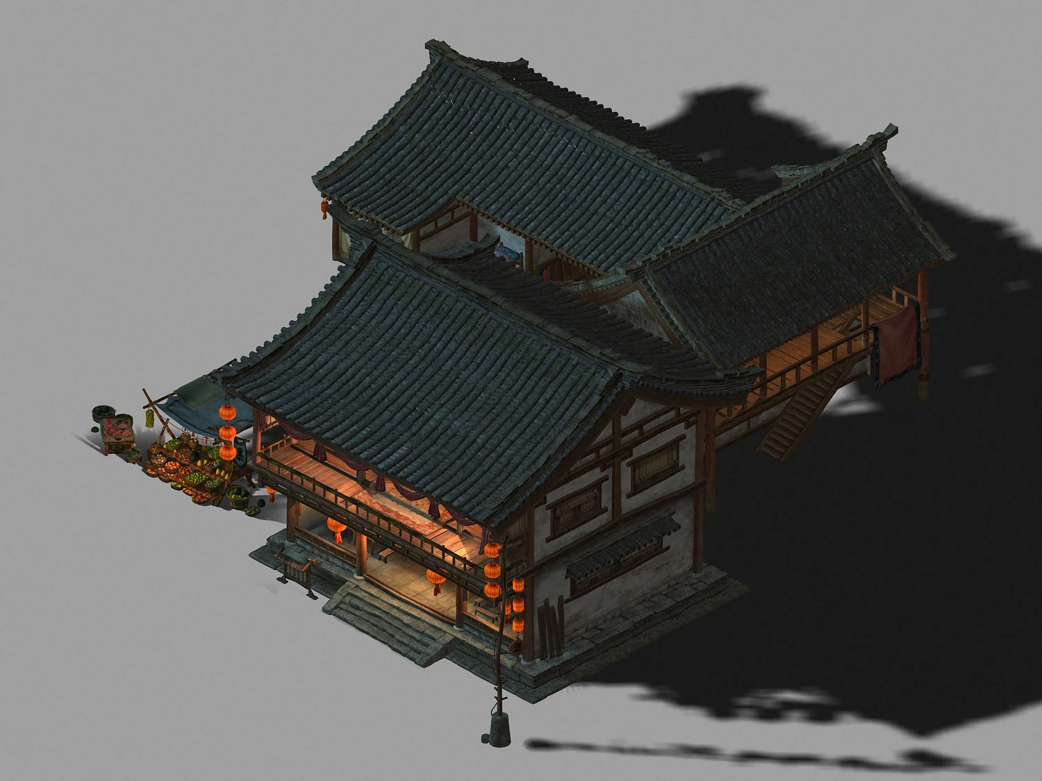 market-restaurant-clothing shop 12 3D Model .c4d .max .obj .3ds .fbx .stl .blend 