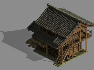 tavern-folk house-double storey building 23 3Dモデル