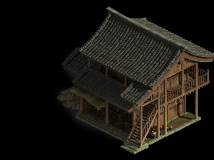 tavern-folk house-double storey building 23 3D 模型