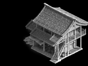 tavern-folk house-double storey building 23 3D 模型