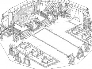 blue barracks-big tent-indoor 3D मॉडल