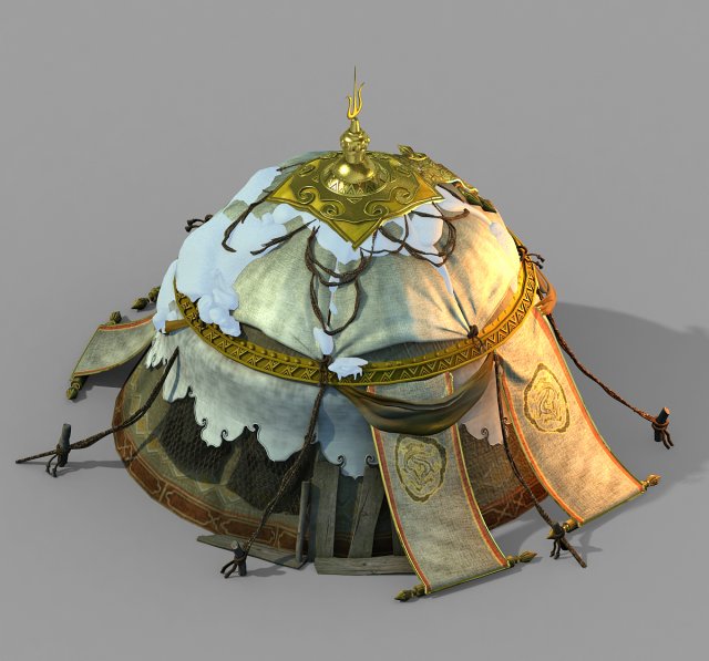 yurt-tent-red style 01 3D Model .c4d .max .obj .3ds .fbx .stl .blend 